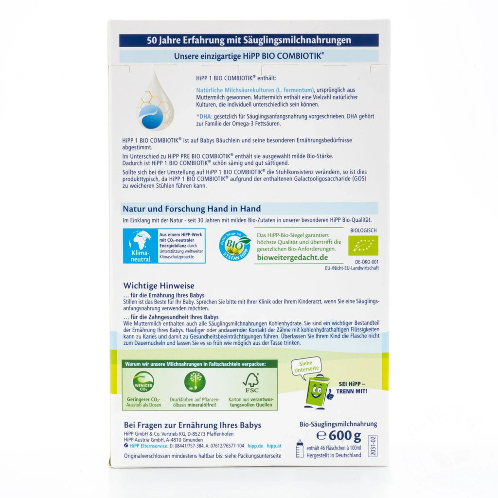 Hipp Bio Combiotik 1 - infant Cow Milk 600g - from birth