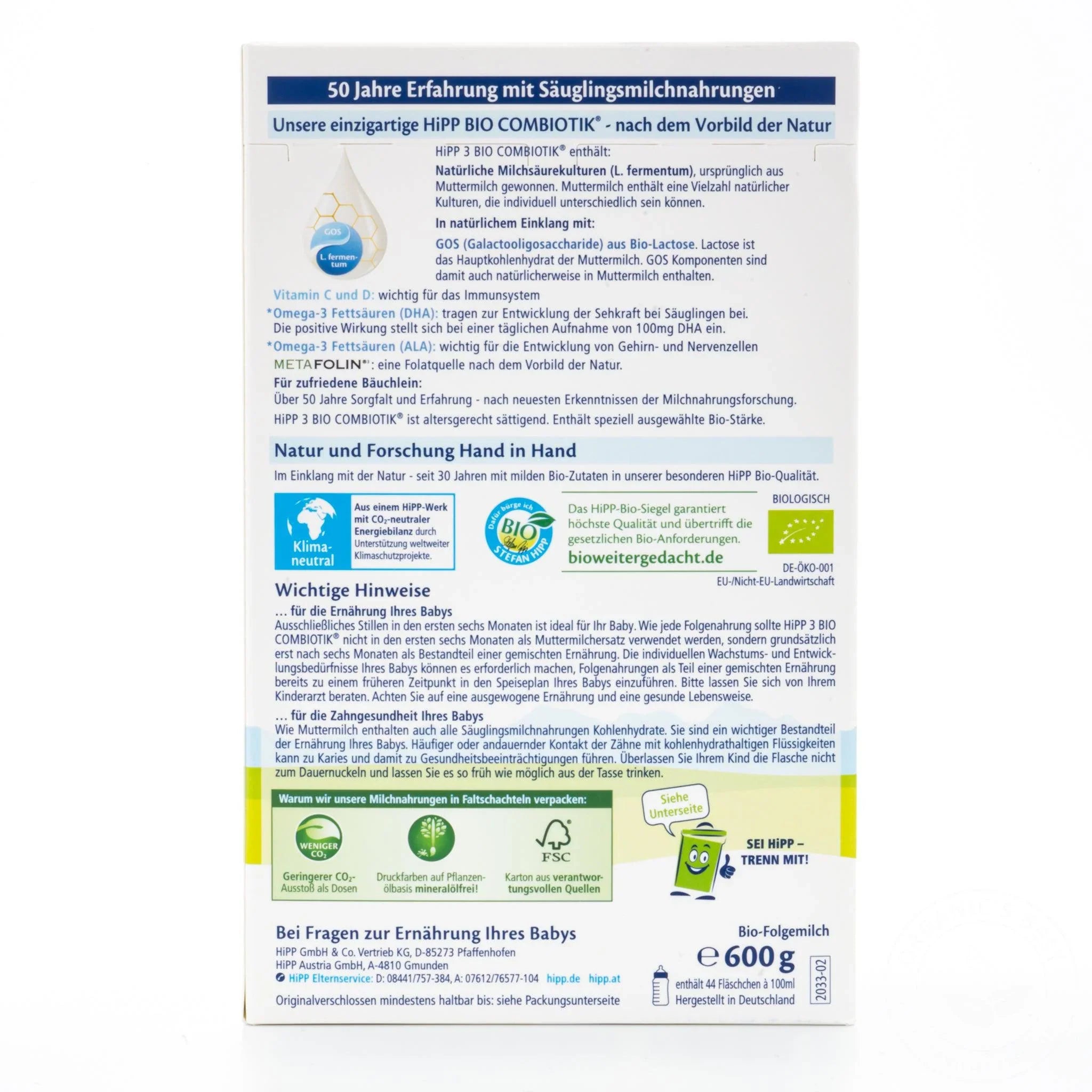 Hipp Bio Combiotik 3 - Follow on Cow Milk 600g from 10 months