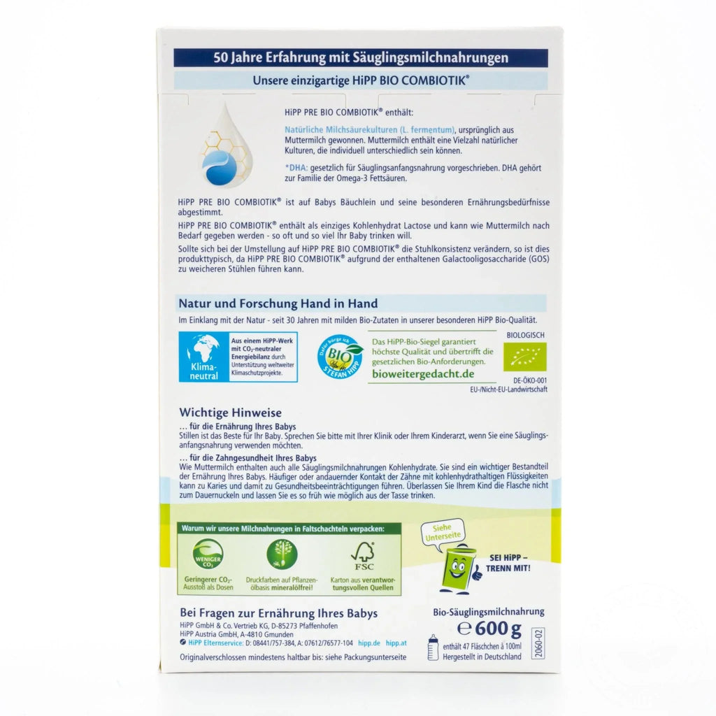 HiPP Stage PRE (0+ Months) Bio Combiotic Formula  (500g) - Emmbaby Canada