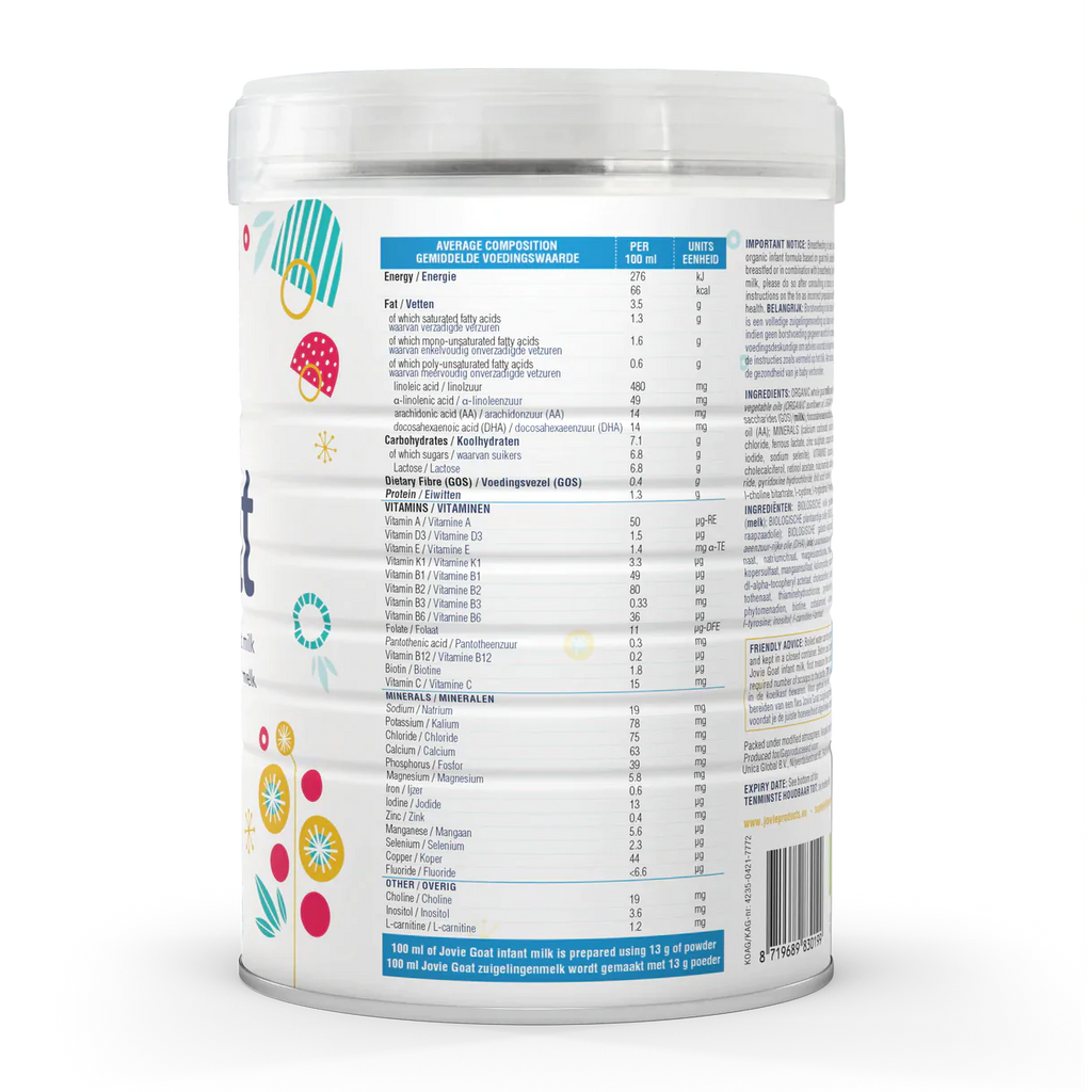 Jovie Organic Goat Infant Milk 800g -Stage 1 - 0 - 6 Months - Emmbaby Canada