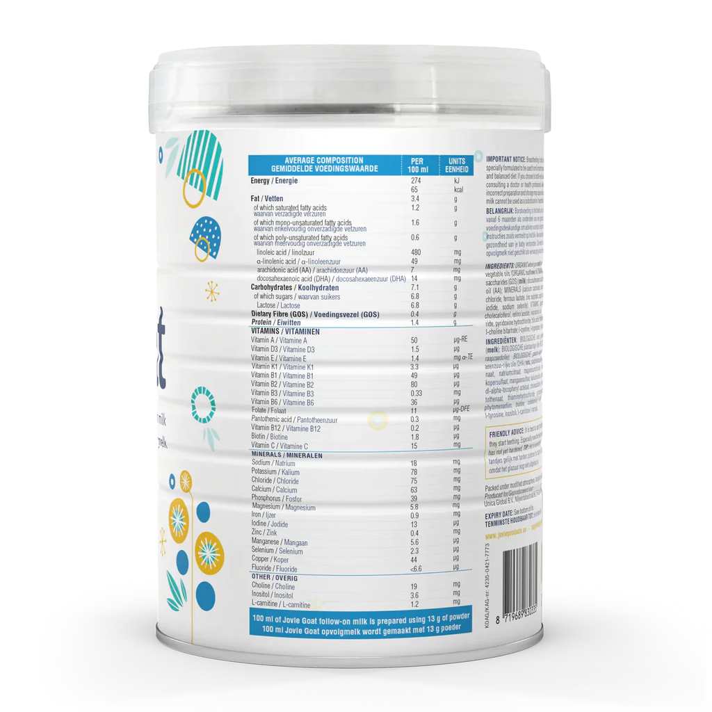 Jovie Organic Goat Follow-On Milk 800g - Stage 2 -  6 - 12 Months - Emmbaby Canada