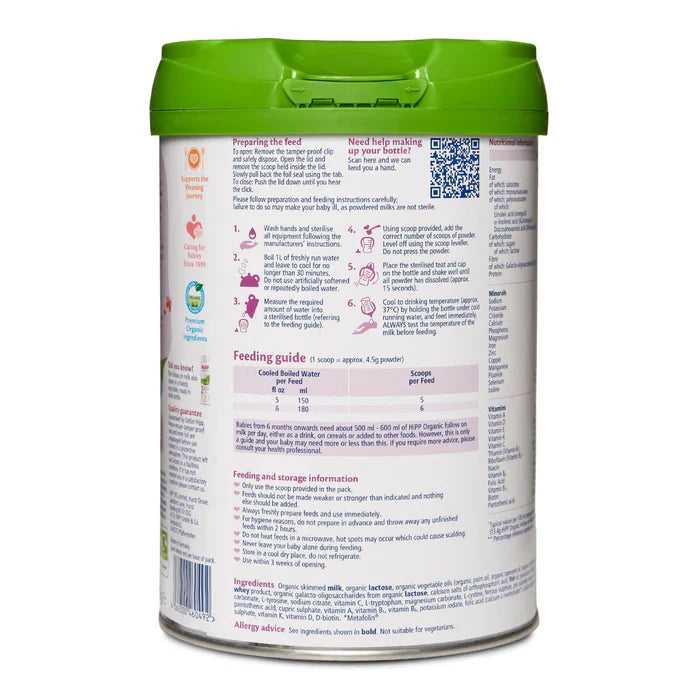 Hipp Formula UK stage 2 Follow on formula 6+ months - 800g